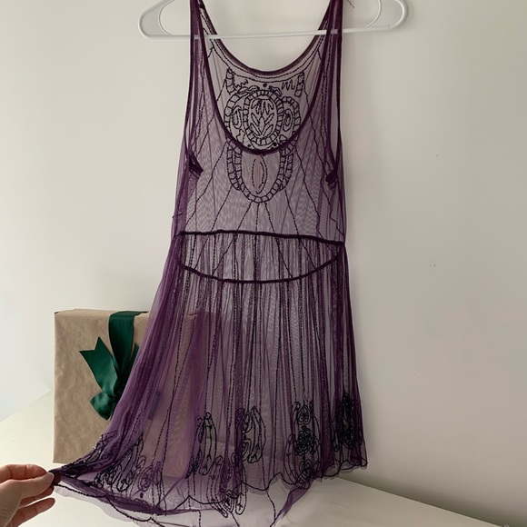 Free People Dresses & Skirts - Free People Purple Beaded Slip Dress